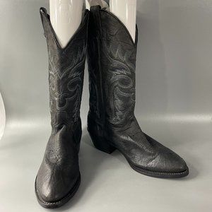 Abilene Black Leather Women's Cowboy Boots Size 8EE